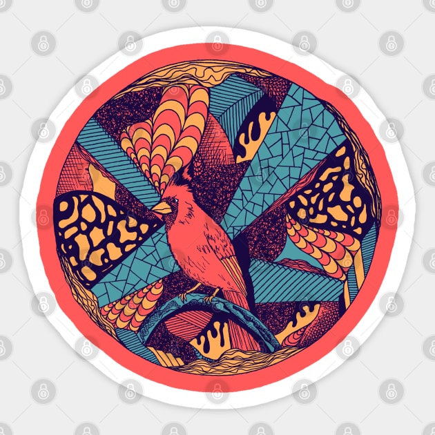 Retro Triad Circle of The Northern Cardinal Sticker by kenallouis